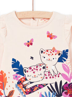 Camiseta de manga larga de color rosa pastel con estampado de tigres para bebé niña MIPATEE1 / 21WG09H4TMLD319