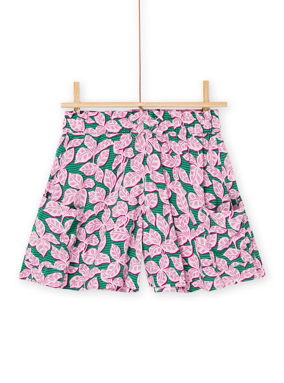 Short verde y rosa con estampado de hojas RAEXOSHORT1 / 23S901V1SHOG614