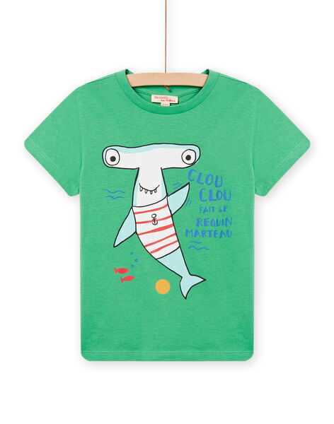 Camiseta verde con estampado de tiburón martillo para niño NOJOTI7 / 22S902C3TMC617