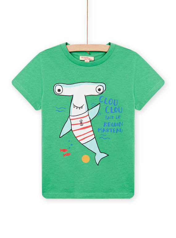 Camiseta verde con estampado de tiburón martillo para niño NOJOTI7 / 22S902C3TMC617