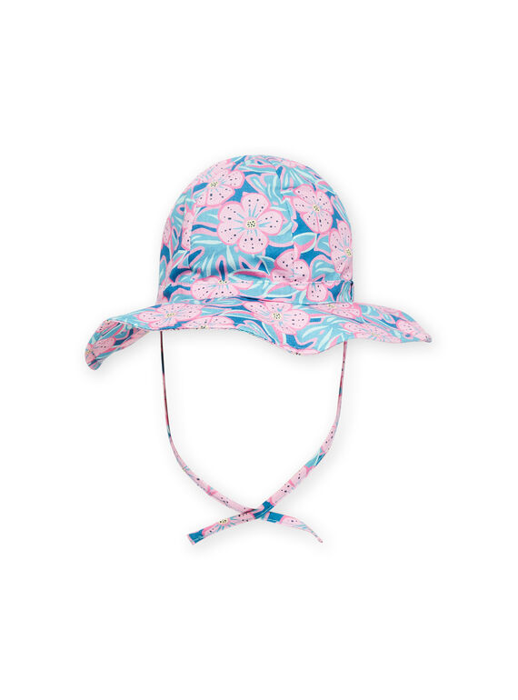 Sombrero azul petróleo con estampado floral para bebé niña NYIFICCHA / 22SI09C4CHA215