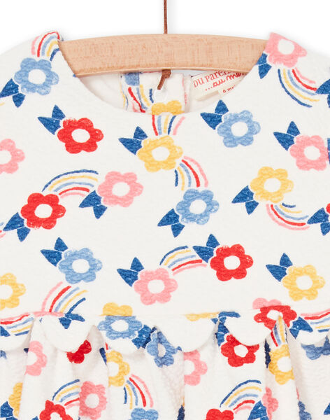Vestido de color crudo y azul, con estampado floral, para bebé niña LIHAROB1 / 21SG09X1ROB001