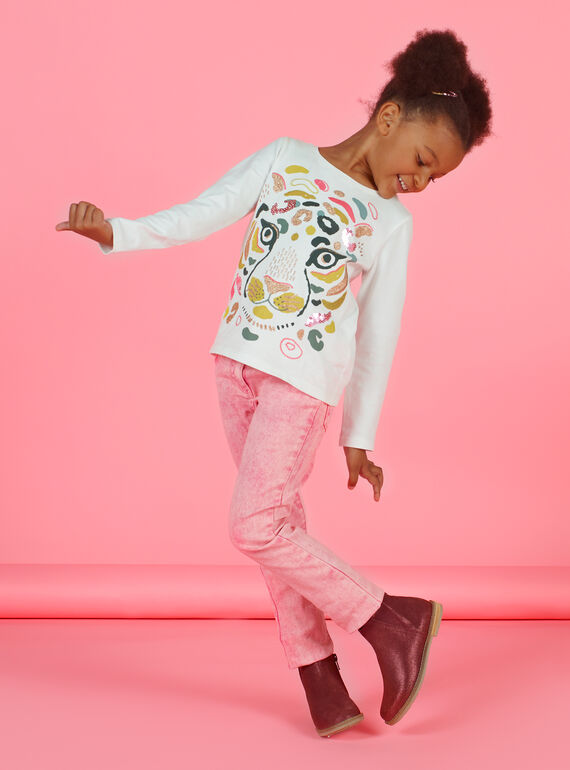 Vaquero rosa efecto acid wash para niña MAKAJEAN / 21W901I1JEAD305
