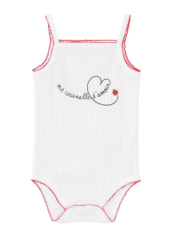Body de tirantes de color blanco para bebé niña JEFIBODCOC / 20SH13V3BDL000