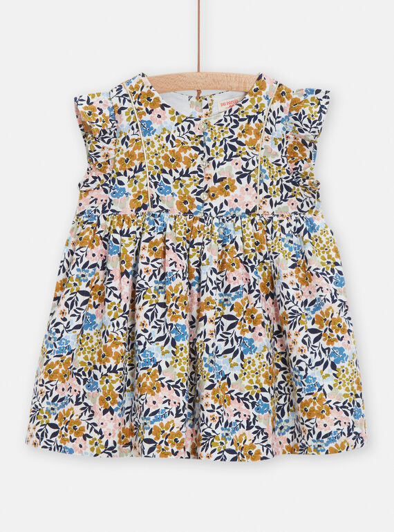 Vestido de color crudo con estampado de flores para bebé niña VIGAROB2 / 24WG0911ROB001