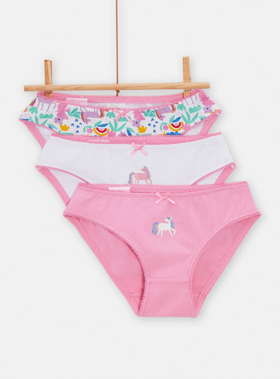 5 bragas rosas con estampado de unicornios para niña TEFALOTRAB / 24SH1164D5L318