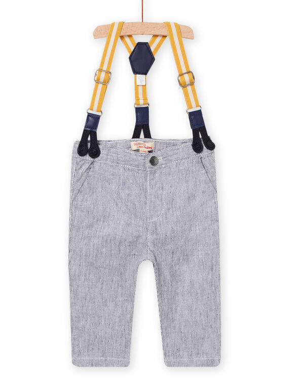Pantalón de color blanco con tirantes extraíbles para bebé niño NUSOPAN / 22SG10Q1PAN000