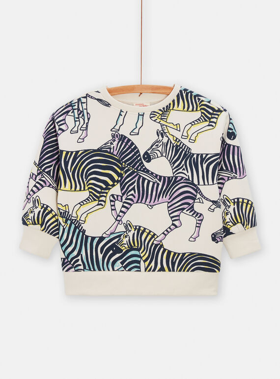 Sudadera de color crudo con estampado de cebra unisex TOMIXSWE1 / 24S902Q3SWE003