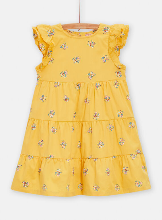 Vestido amarillo con estampado de ramo de flores para niña TAJAROB4 / 24S90112ROB104
