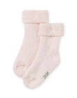 Calcetines lisos de color rosa de punto de rizo para bebé niña MYIESSOQB2 / 21WI09EASOQD310