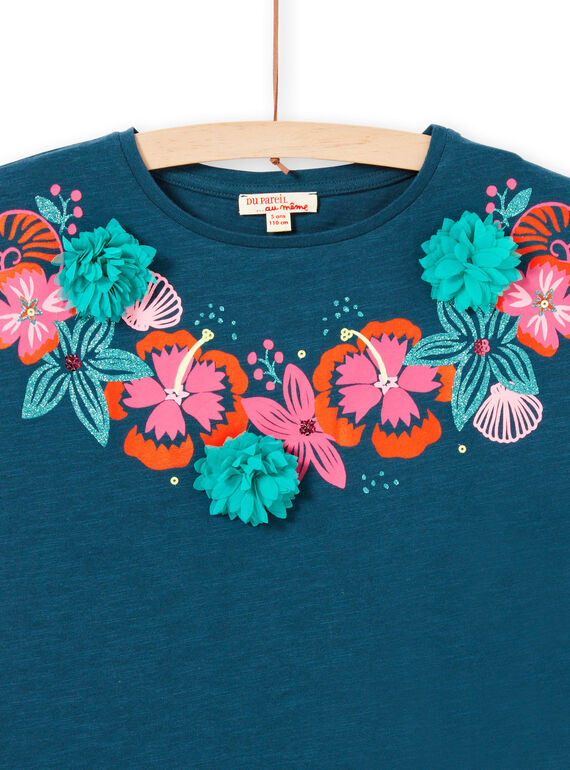 Camiseta de manga corta con estampado floral y en relieve en el cuello LABONTI2 / 21S901W3TMC716