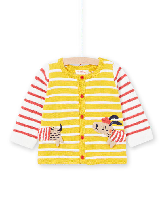 Cárdigan de punto de rayas de color amarillo, para bebé niño LUNOGIL / 21SG10L1GIL106