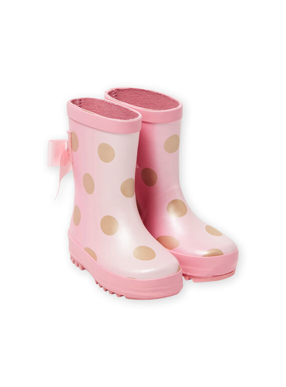 Botas de agua de color rosa de lunares dorados para bebé niña MIPLUIPOIS / 21XK3712D0C321