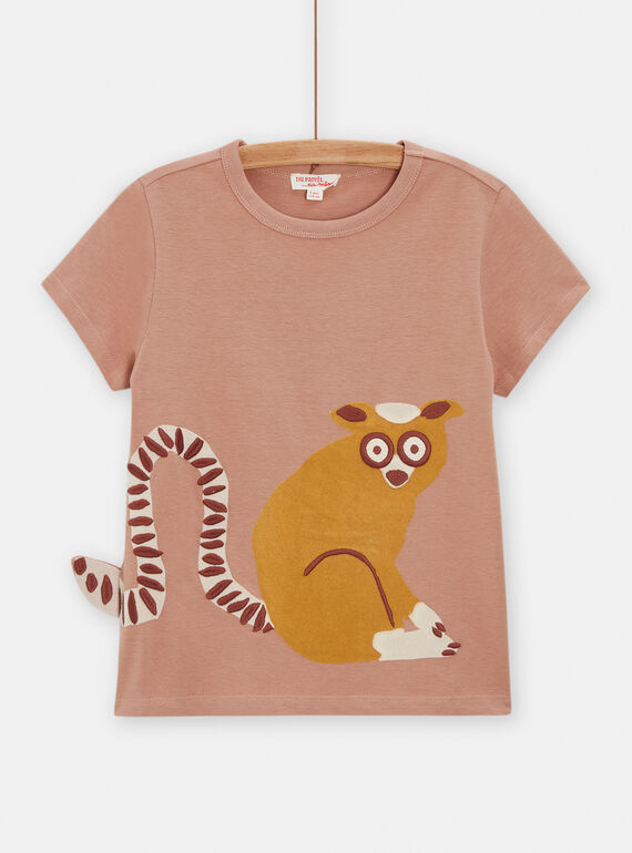 Camiseta rosa con dibujo de lémur para niño TOCRITI1 / 24S902L1TMC413