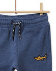 Pantalón de chándal azul jaspeado con bordado de tiburón para niño NOJOJOB3 / 22S90263JGB222