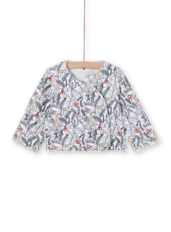 Chaqueta reversible con un lado liso de color gris jaspeado y otro lado con estampado de la jungla LOU1VEST / 21SF05H1VES000