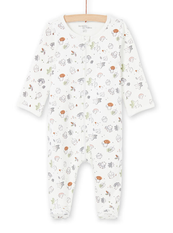 Pelele de color crudo con estampado de fantasía all-over para recién nacido unisex MOU1GRE5 / 21WF0542GRE001