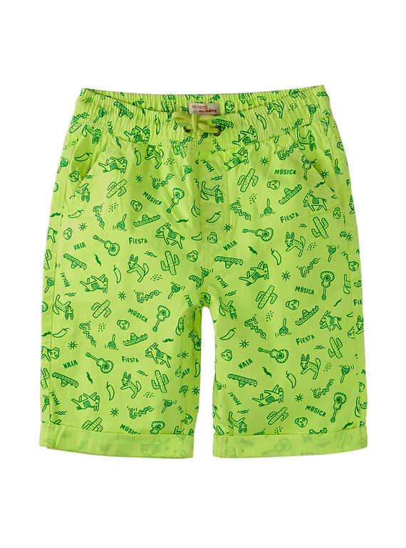Bermudas elásticas con estampado de color amarillo flúor para niño JOMARBER3 / 20S902P1BER103