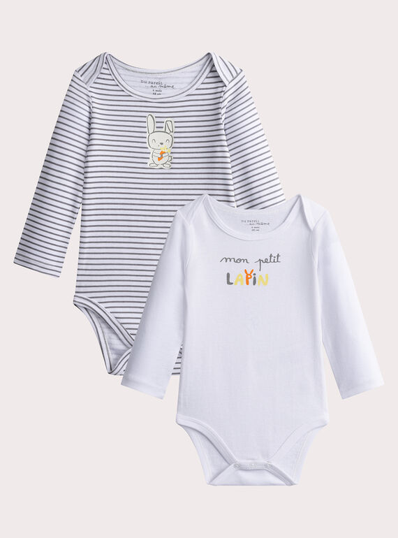 Lote de 2 body de manga larga con estampado de conejo para bebé niño VEGABODLAP / 24WH1484BDL000