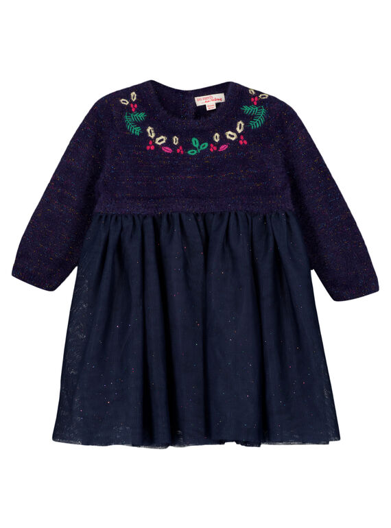 Vestido bimateria para niña recién nacida GINOROB1 / 19WG09V1ROB070
