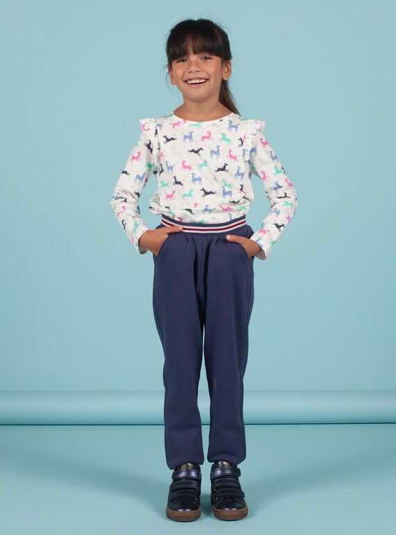 Camiseta de color crudo y rosa con estampado de unicornio para niña MAPLATEE3 / 21W901O2TML001