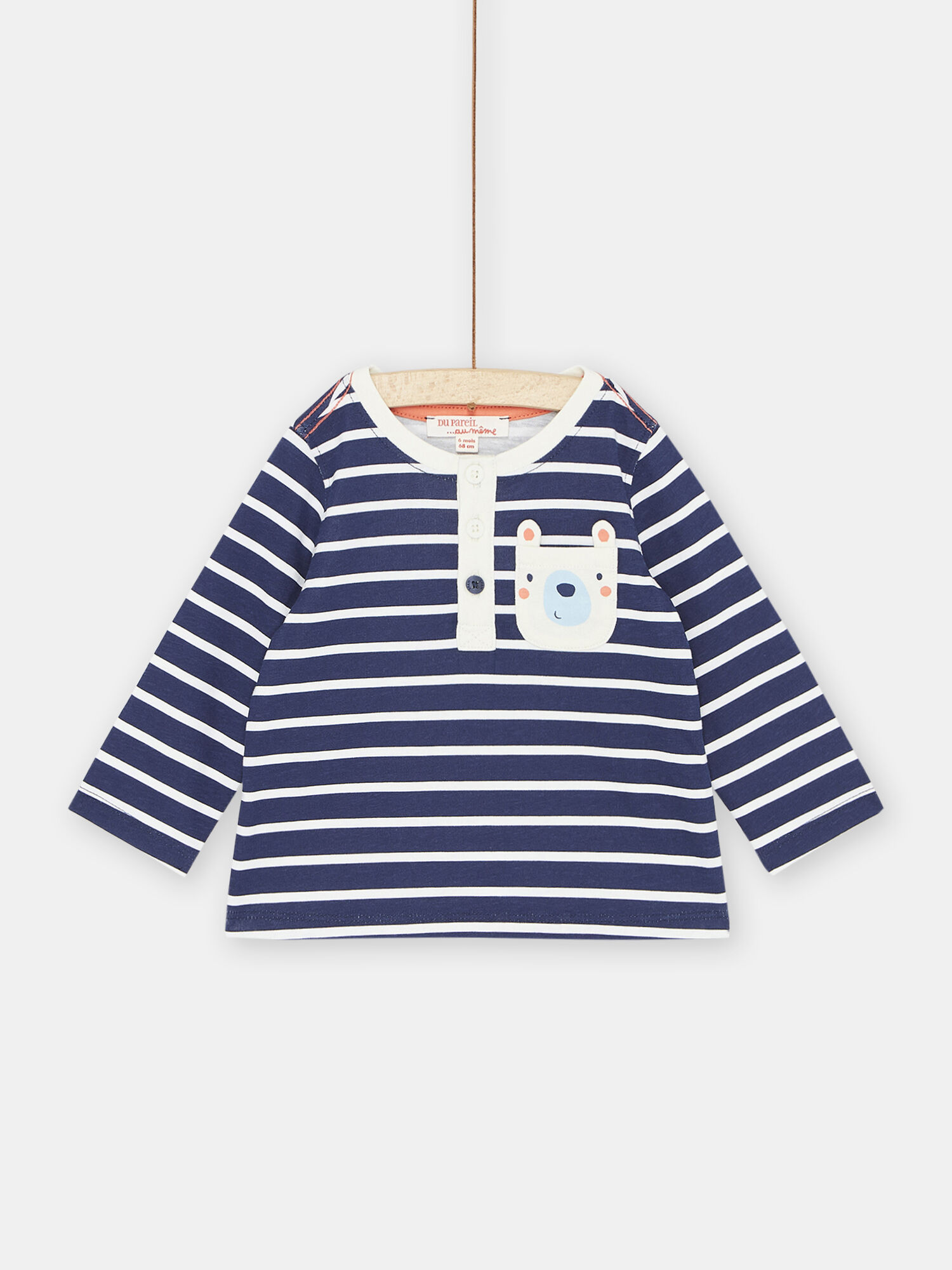Camiseta de color azul oscuro y blanco de rayas para beb ni o