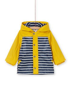 Impermeable con capucha de color amarillo y azul de rayas, para bebé niño LUGROIMP / 21SG10R1IMP106