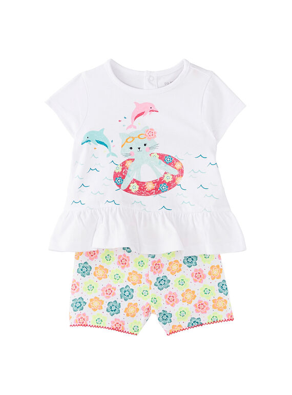 Pijama corto de color blanco para bebé niña JEFIPYJEAU / 20SH13U1PYJ000