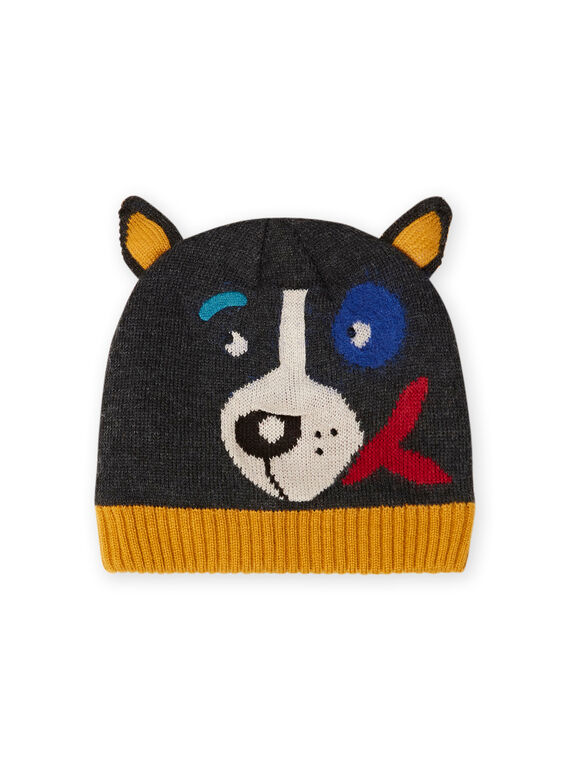 Gorro de color antracita con estampado de perro para niño MYOGROBON3 / 21WI0252BON944