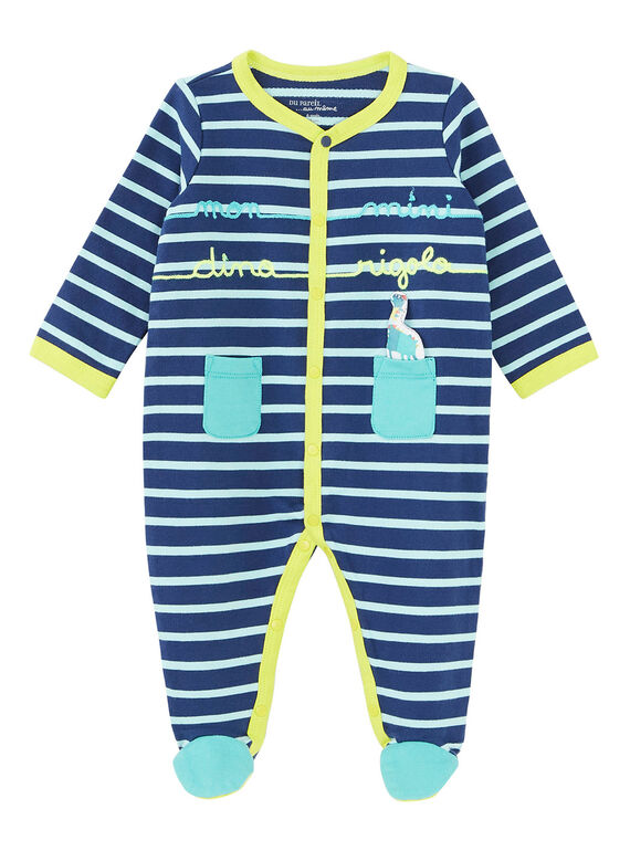 Pelele de muletón de color azul y turquesa para bebé niño JEGAGREDIN / 20SH14U3GREC230
