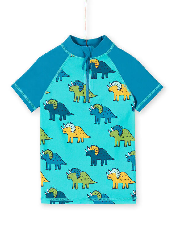 Camiseta con protección solar azul y turquesa, para niño LYOMERUVTIDIN / 21SI02D1TUVC215