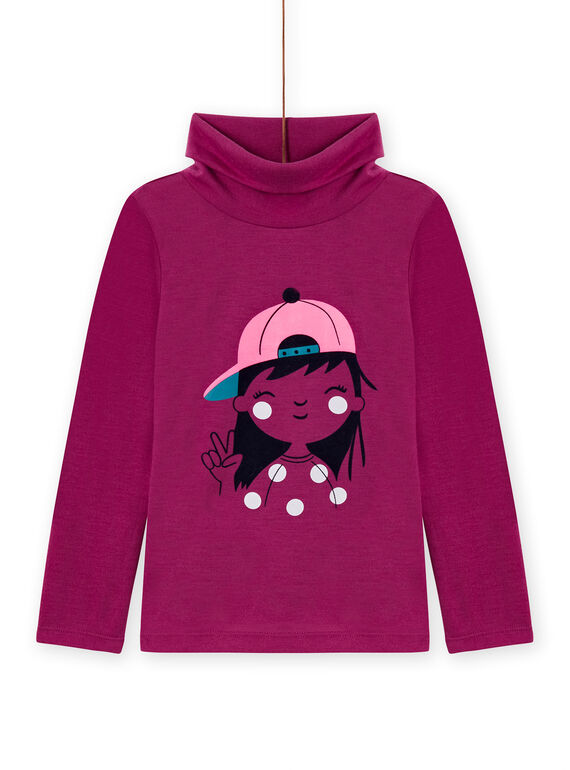 Jersey fino violeta de twill con estampado de fantasía para niña MASKISOUP / 21W901R1SPLH704