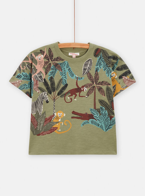 Camiseta caqui con estampado de jungla para niño TOCRITI2 / 24S902L3TMC604