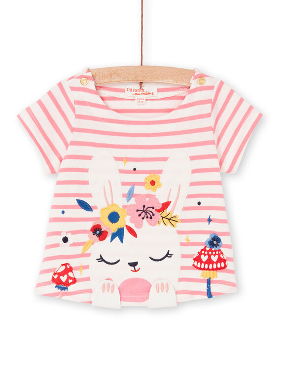 Camiseta de rayas de color rosa y blanco, para bebé niña LIHATEEX / 21SG09X1TMC001