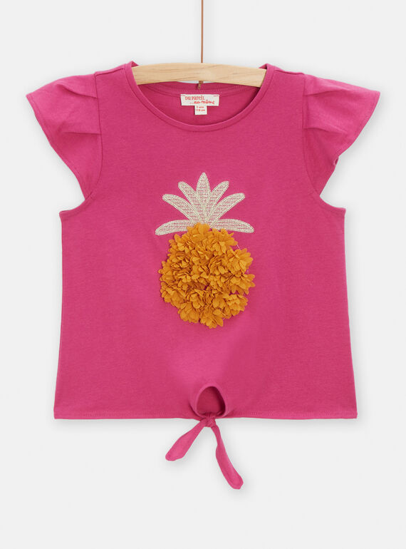 Camiseta de color rosa con dibujo de piña para niña TALIDEB / 24S901T1DEB304