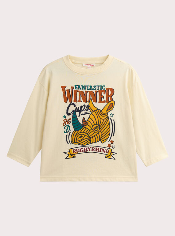 Camiseta color crema con animación de rinoceronte para niño VOKOTEE4 / 24W90234TMLA002