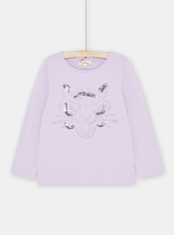 Camiseta con lentejuelas de color malva para niña SAJOYTEE5 / 23W901F3TML328