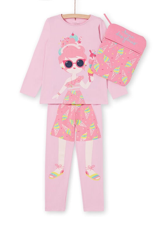 Conjunto de pijama, con camiseta y leggings de color rosa para niña LEFAPYJICE / 21SH11S3PYGD303