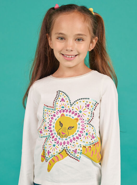 Camiseta de color crudo y amarillo para niña MATUTEE3 / 21W901K1TML001