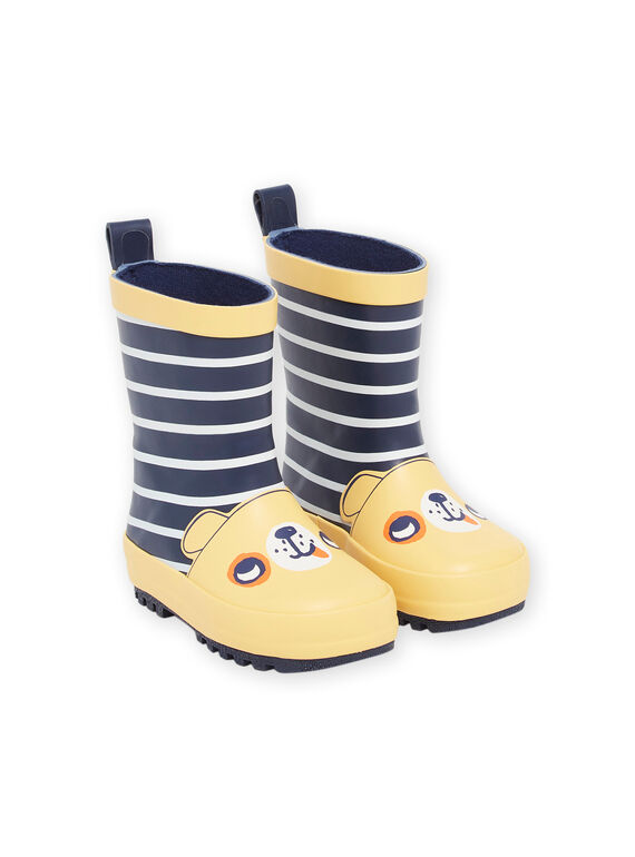 Botas amarillas y azul marino con estampado de rayas y cara de perro RUPLUICHIEN / 23KK3811D0C010
