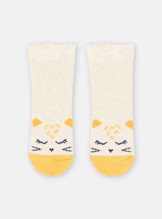 Calcetines de color beige jaspeado con estampado de leopardo para bebé niño SYIJOSOQB4 / 23WI09N5SOQA011