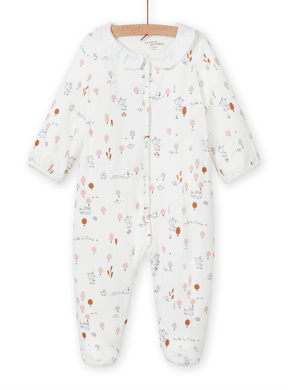 Pelele de color crudo con volantes con estampado de fantasía para recién nacido unisex MOU1GRE2 / 21WF0341GRE001