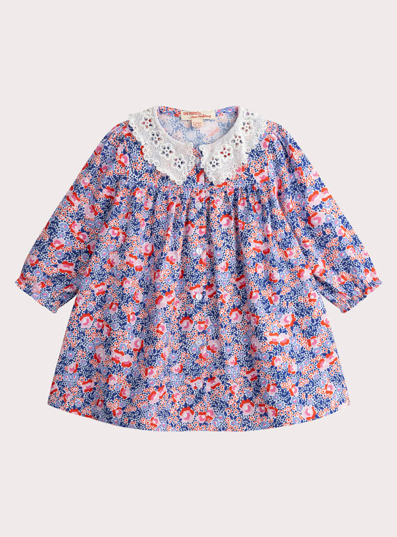 Vestido estampado color crudo para bebé niña WIKAROB2 / 25SG0933ROBA001