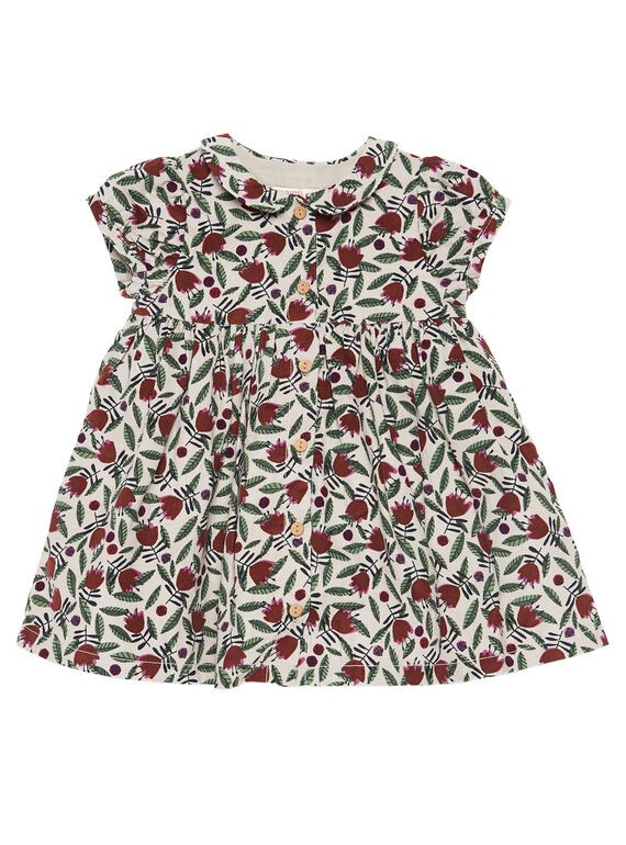 Vestido de pana estampado para niña recién nacida GIBRUROB3 / 19WG09K3ROB007