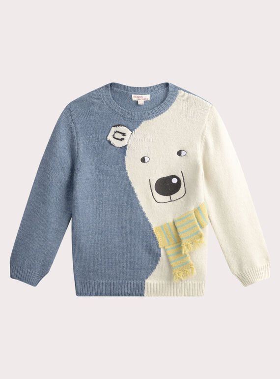 Jersey azul cielo con animación de oso polar para niño VOPERPUL / 24W902R1PUL222