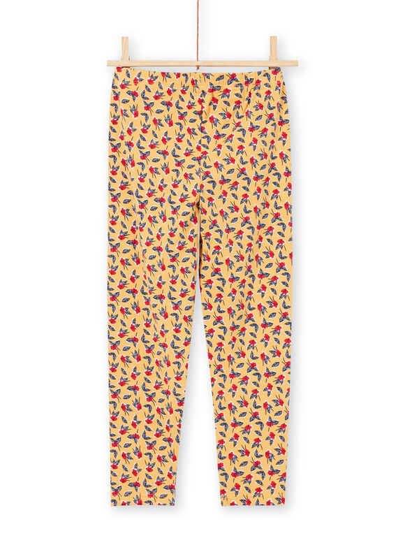 Leggings de color mostaza con estampado floral para niña MYAMIXLEG1 / 21WI01J2CALB106