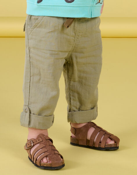 Sandalias de piel de color marrón RUNUBROWN / 23KK3862SLB802