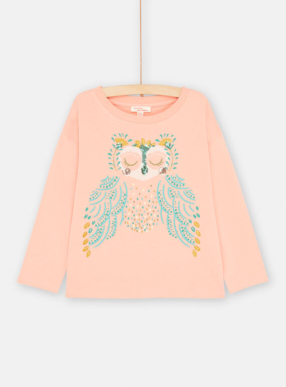 Camiseta de color salmón con estampado de búho niña SADUTEE2 / 23W901P1TML401