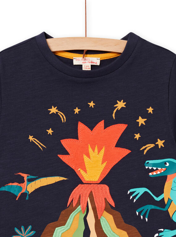 Camiseta con estampado de fantasía de manga corta azul noche, para niño NOWATI3 / 22S902V3TMC705