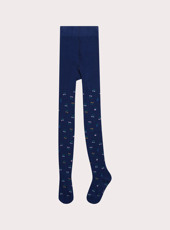 Leotardos azules con estampado de cerezas para niña XYABLUCOL / 25WI01N1COL703